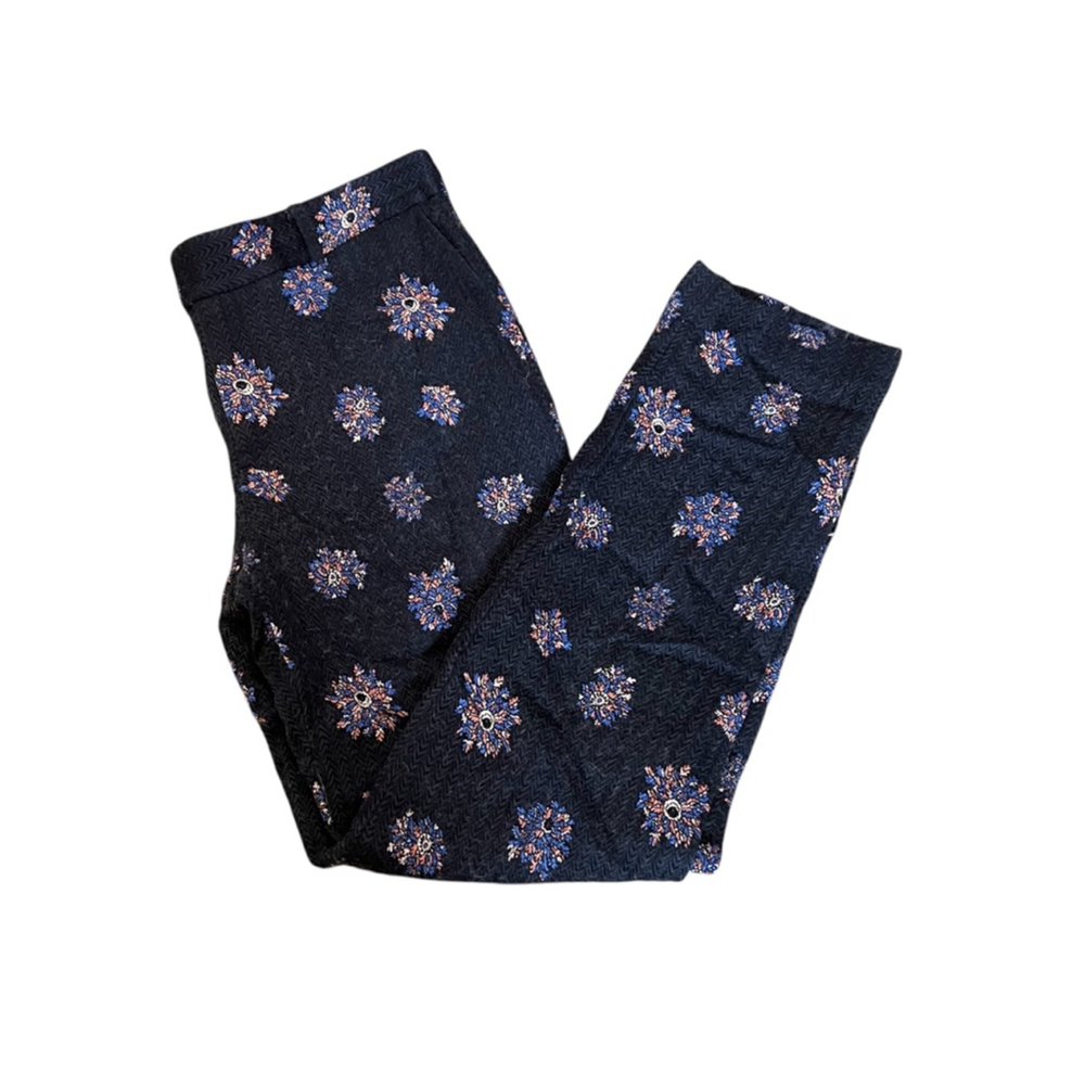 CLUB MONACO Silk Wool Blend Straight Leg Floral Print Mid Rise Cropped Pant 4